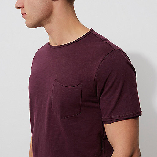 eu riverisland com sale,jacques-vertuk Stores Dark red slim fit pocket T-shirt men 301149