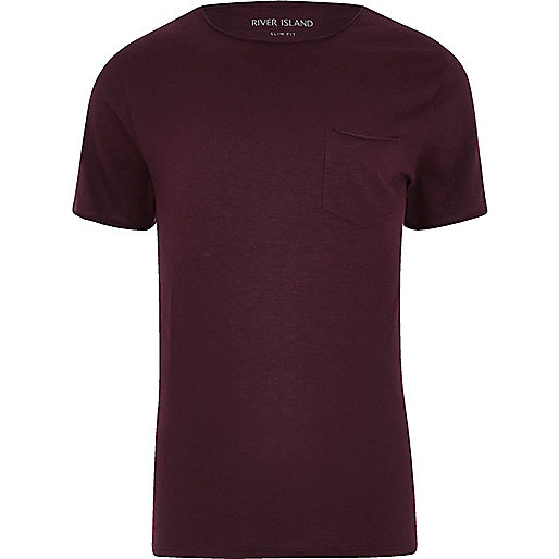 eu riverisland com sale,jacques-vertuk Stores Dark red slim fit pocket T-shirt men 301149