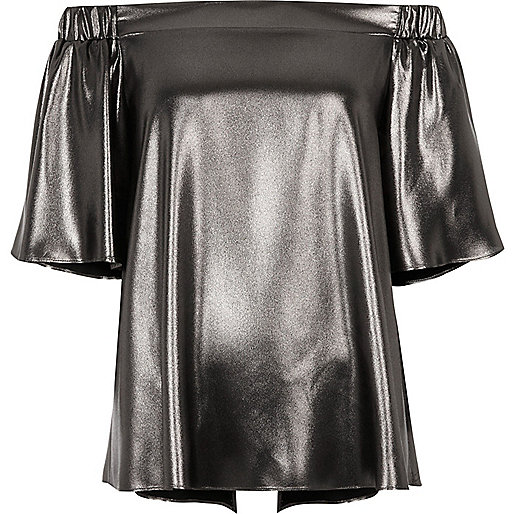 jacques-vertuk Dark silver metallic bardot top 699292 women Tops