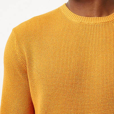 shopper river island,jacques-vertuk Online Bestellen Dark yellow textured sweater Sweaters / Cardigans Sale men