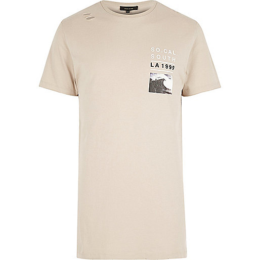 ladies dressing gowns river island,jacques-vertuk London Ecru Cali pocket print longline T-shirt men 296872