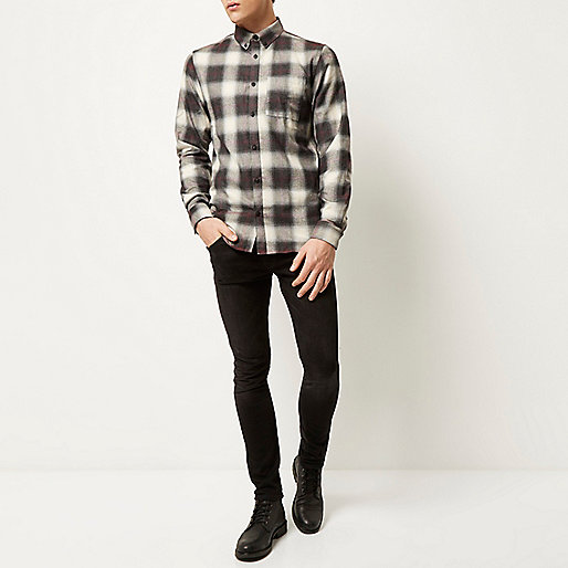 river island dress 12,jacques-vertuk Stores Ecru check flannel shirt men 291072