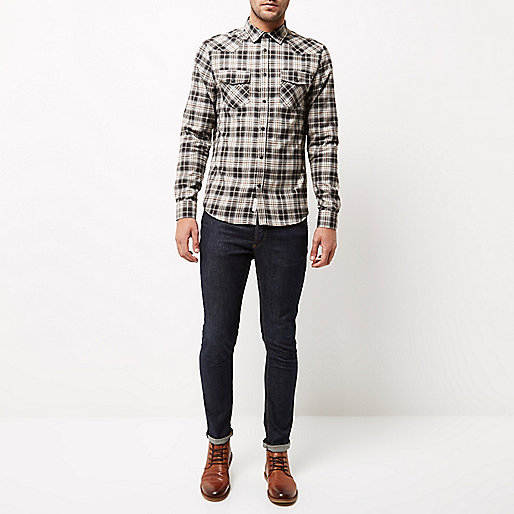 river island mens slim fit jeans,About jacques-vertuk Ecru check flannel western shirt Shirts Sale men