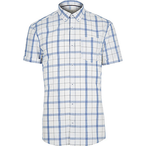 jacques-vertuk Ecru check short sleeve shirt 285466 men Shirts