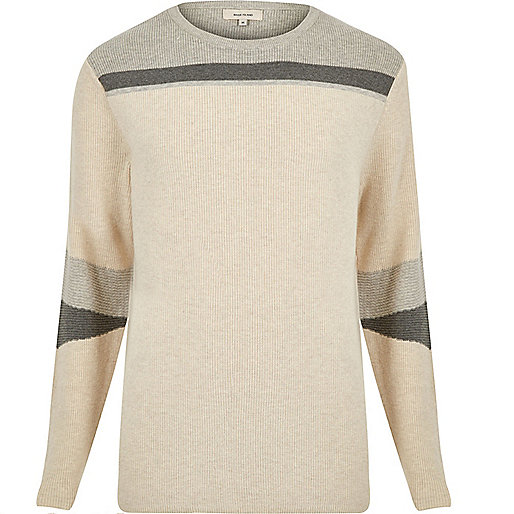 jacques-vertuk Ecru color block sweater 287072 men Jumpers / Cardigans