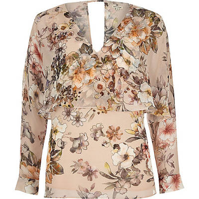 river island plus jeans,jacques-vertuk South Africa Floral long sleeve cape top women 692485