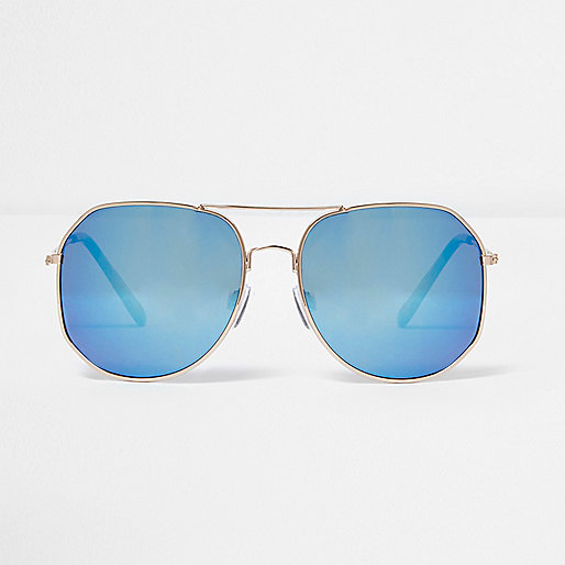 black studded sandals river island,Women S Clothing jacques-vertuk Gold blue tone angular aviator sunglasses Aviator Sunglasses Sunglasses women