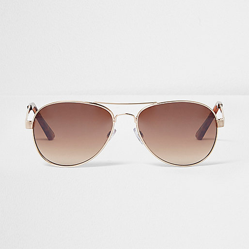 river island bond street,jacques-vertuk London Gold brown lens aviator sunglasses women 695395