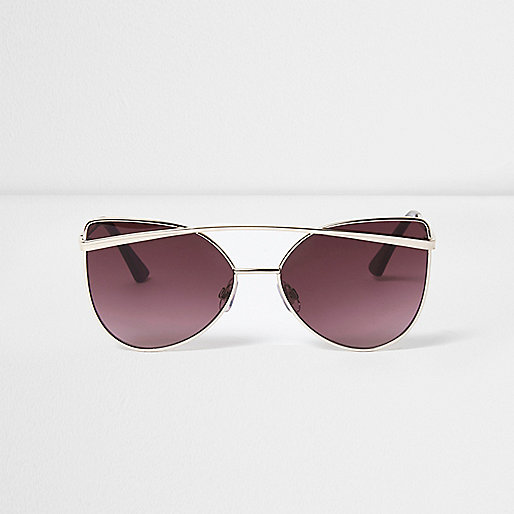 call river island,jacques-vertuk Ireland Gold cat eye purple lenses sunglasses women 703016