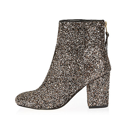 jacques-vertuk Gold glitter block heel ankle boots 686689 women Seasonal Offers