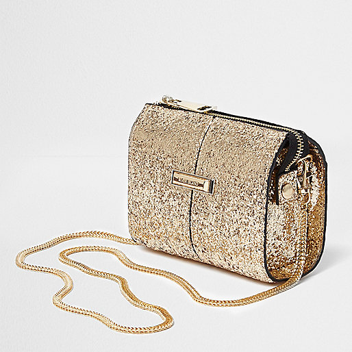 jacques-vertuk Gold glitter cross body chain bag 706828 women Bags / Purses Cross Body Bags