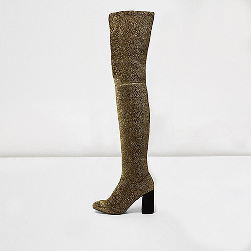 river island long green dress,What Is jacques-vertuk Gold glitter over-the-knee stretch boots Boots Shoes / Boots women