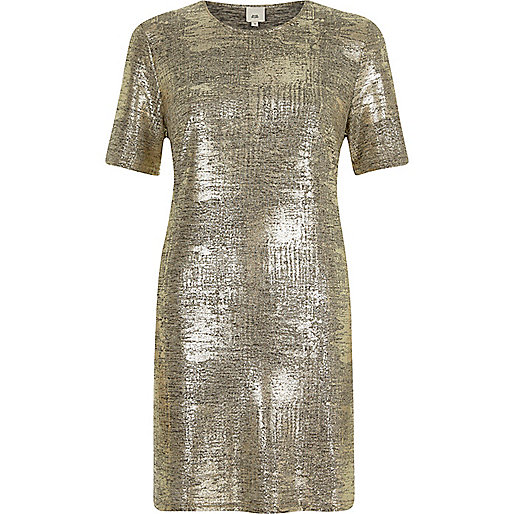 jacques-vertuk Gold metallic T-shirt dress 705926 women Dresses T-Shirt Dresses