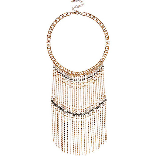 jacques-vertuk Gold tone beaded fringe necklace 683701 women Jewellery