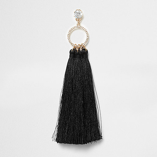 river island jewel sandals,River And Island Gold tone black tassel drop earrings Earrings Jewelry women