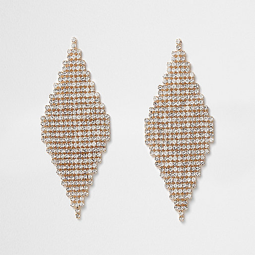 jacques-vertuk Gold tone diamond pave drop earrings 704704 women Jewellery Earrings