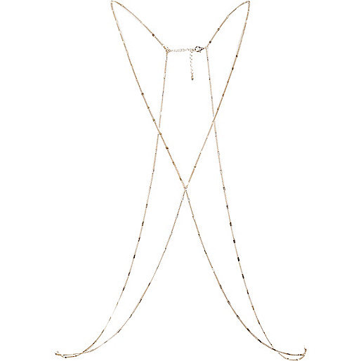 jacques-vertuk Gold tone flatlink body harness 683642 women Jewellery Body Jewellery & Harnesses