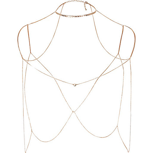 jacques-vertuk Gold tone harness body chain 701060 women Jewellery Body Jewellery & Harnesses