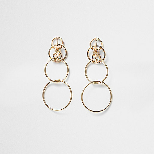 jacques-vertuk Gold tone interlink hoop drop earrings 708334 women Jewellery Earrings