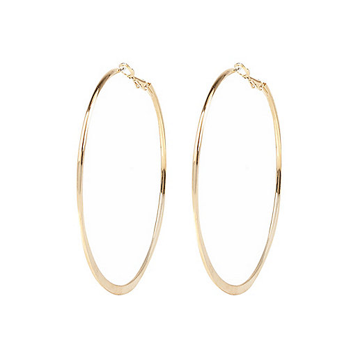 jacques-vertuk Gold tone medium flat bottom hoop earrings 673485 women Jewellery Earrings