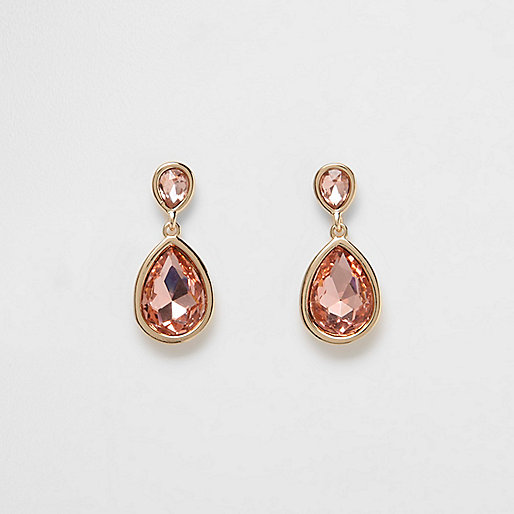 jacques-vertuk Gold tone peach teardrop dangle earrings 704156 women Jewellery Earrings