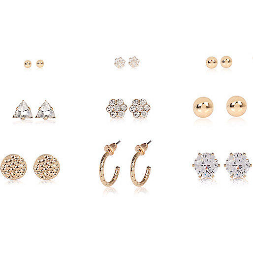 jacques-vertuk Gold tone rhinestone stud earrings pack 686218 women Jewellery Earrings