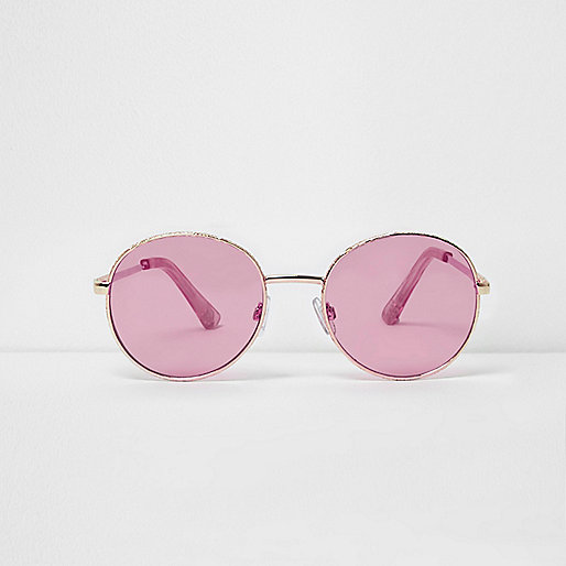 jacques-vertuk Gold tone round pink lens sunglasses 706479 women Sunglasses Round Sunglasses