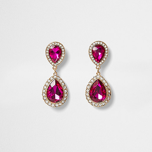 jacques-vertuk Gold tone teardrop pink drop earrings 706226 women Jewellery Earrings