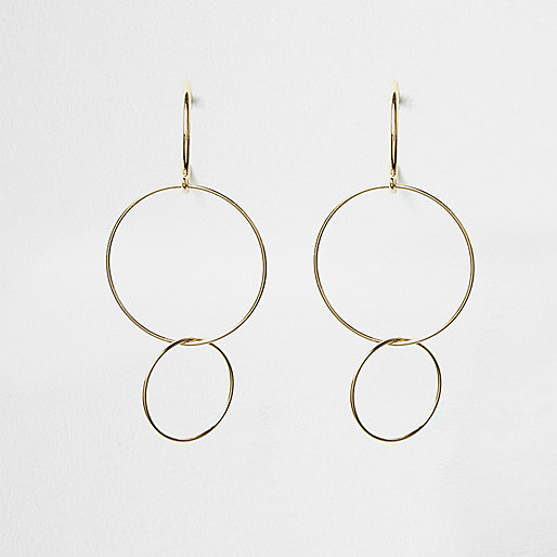 jacques-vertuk Gold tone triple hoop drop earrings 709390 women Jewellery Earrings