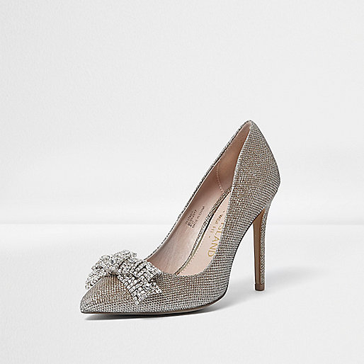 ladies bags at river island,Who Sells jacques-vertuk Gold wide fit embellished bow pumps Shoes Shoes / Boots women