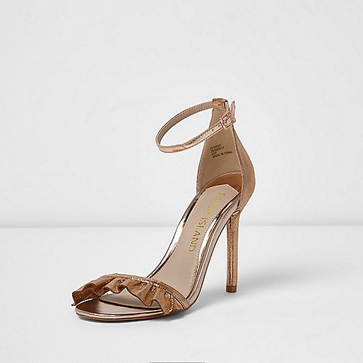 river island high heels,jacques-vertuk UK Sale Gold wide fit frill barely there sandals women 701533