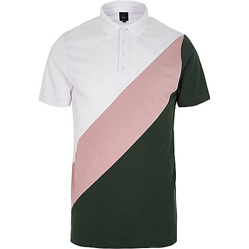 jacques-vertuk Green block diagonal stripe polo shirt 302166 men Polo Shirts