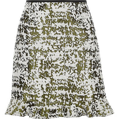 river island fur coat,jacques-vertuk Online Green burnout print frill hem mini skirt women 710396