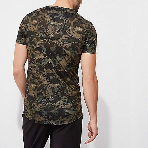 river island scarves,jacques-vertuk Suede Dress Green camo print muscle fit T-shirt T-shirts T-Shirts / Tanks men