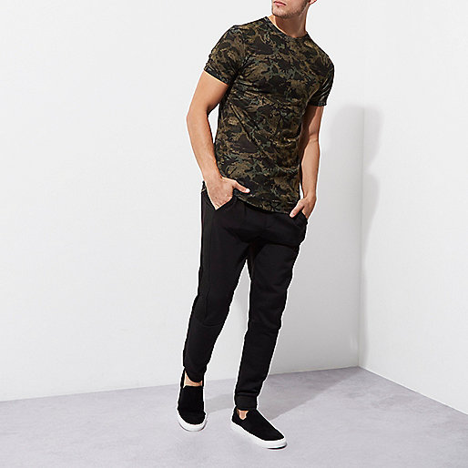 river island scarves,jacques-vertuk Suede Dress Green camo print muscle fit T-shirt T-shirts T-Shirts / Tanks men