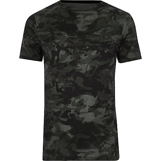 jacques-vertuk Green camo print muscle fit T-shirt 303985 men T-Shirts / Vests T-shirts