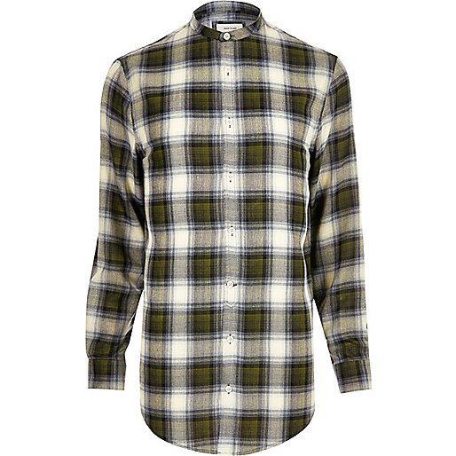 jacques-vertuk Green casual check longline shirt 296022 men Shirts