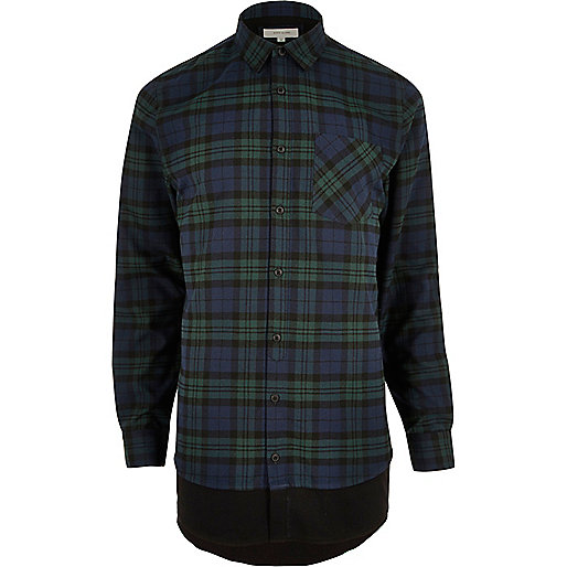 jacques-vertuk Green casual check longline shirt 296256 men Shirts