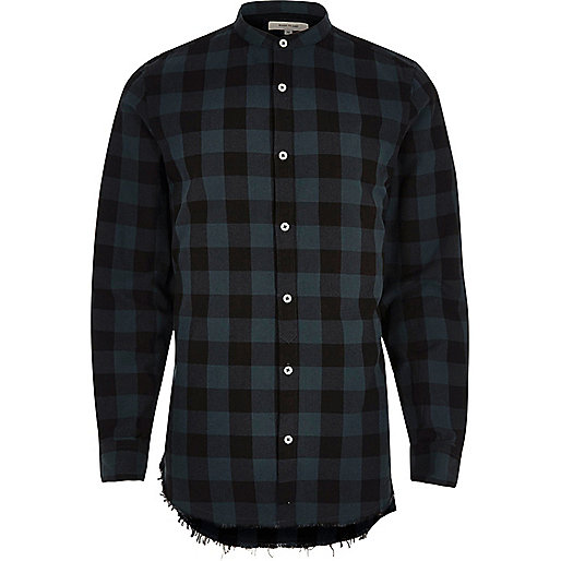 jacques-vertuk Green casual check raw hem shirt 298497 men Shirts