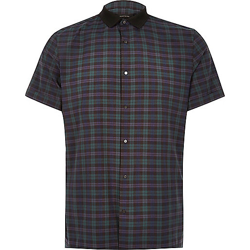 jacques-vertuk Green check contrast slim fit shirt 293300 men Shirts