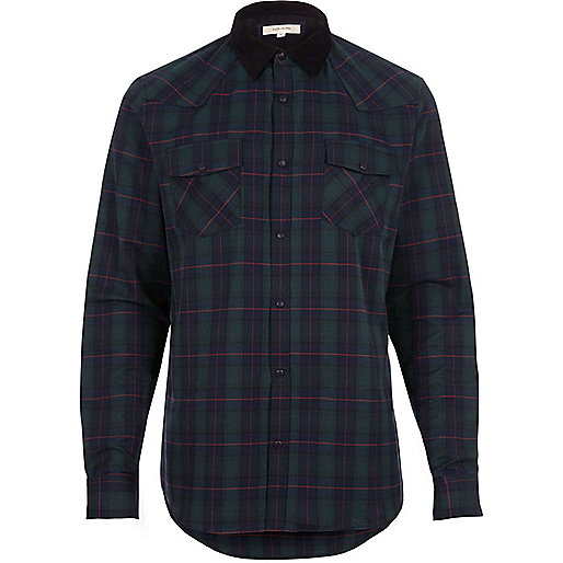 jacques-vertuk Green check western shirt 293081 men Shirts