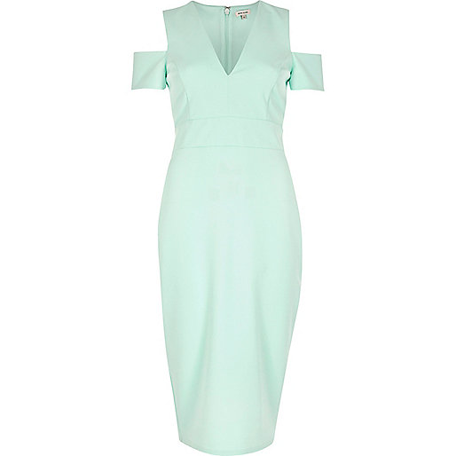 jacques-vertuk Green cold shoulder plunge dress 689736 women Dresses