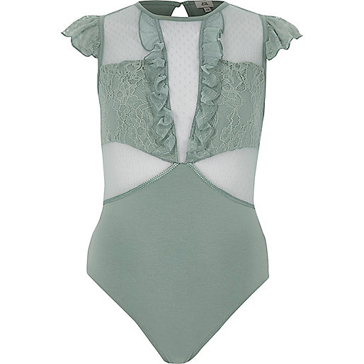 river island jogger jeans,jacques-vertuk Online Green dobby mesh frill bodysuit women 706805