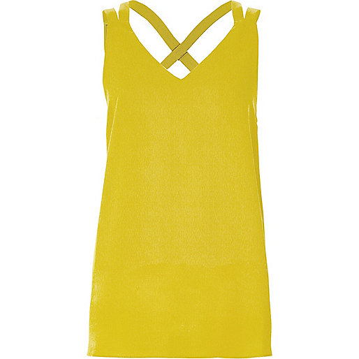 jacques-vertuk Green double strap cross back tank 707899 women Tops Cami / Sleeveless Tops