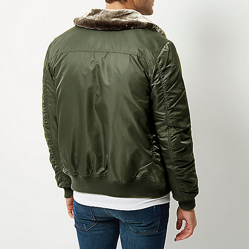 river island plus size sale,jacques-vertuk London Green faux fur collar aviator jacket men 299490