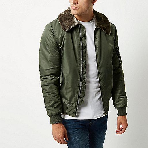 river island plus size sale,jacques-vertuk London Green faux fur collar aviator jacket men 299490