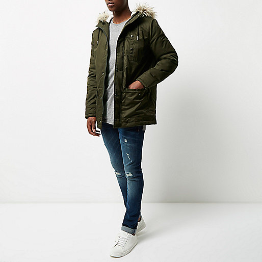 river island bow heels,jacques-vertuk London Green faux fur hooded parka jacket men 295111