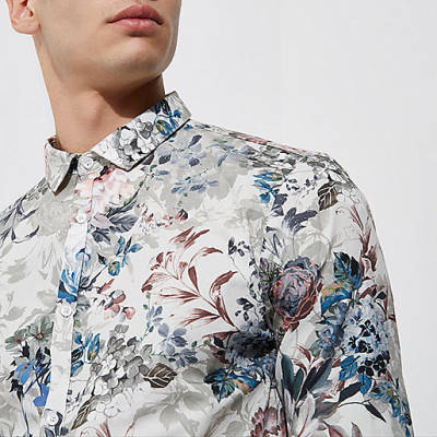 asos river island shoes,jacques-vertuk Male Clothing Green floral print slim fit shirt Long Sleeve Shirts Shirts men