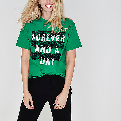 river island studded bag,jacques-vertuk Clothing Online Green 'forever and a day' lace T-shirt Print T-Shirts / Tanks T-Shirts & Tanks Tops women