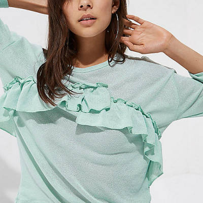 river island wallet sale,Shopping Online jacques-vertuk Green frill front top Plain T-Shirts / Tanks T-Shirts & Tanks Tops women